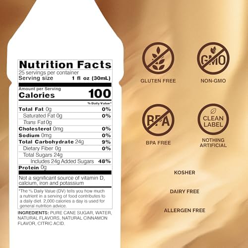 Monin - Cinnamon Syrup, Sweet and Spicy Taste of Cinnamon, Versatile Flavor, Natural Flavors, Great for Coffees, Cocoas, Ciders, and Cocktails, Non-GMO, Gluten-Free (750 ml)
