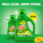 Gain Liquid Laundry Detergent, Original Scent, 65 fl oz x 2, 45 x 2 Loads, Freshness + Odor Fighting, High Efficiency Washing Machine Liquid Cleaning Soap