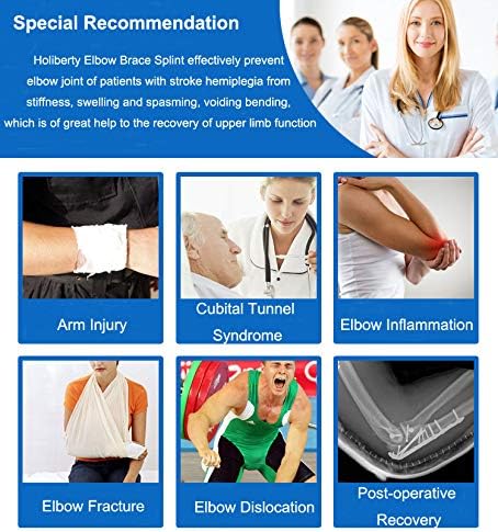 Adult Kid Elbow Brace Splint Cubital Tunnel Syndrome Adjustable Elbow Support Brace Fracture Immobilizer Protector Tennis Arm Stabilizer Night Sleep Elbow Arthritis Tendonitis Pain Relief Splint Wrap