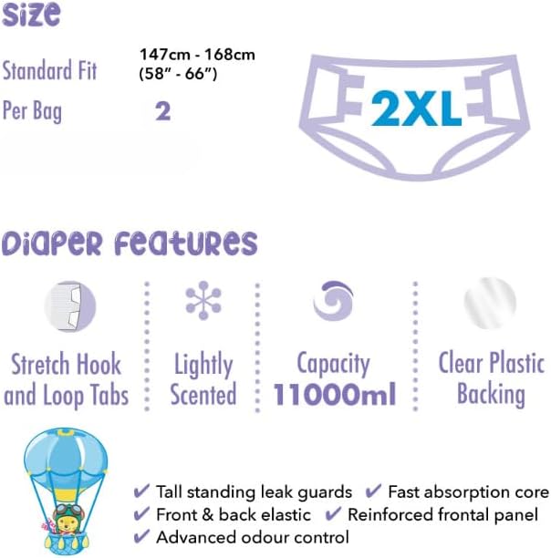 Rearz - Daydreamer - Printed Adult Diapers - MEGA 11,000ml Capacity - Sample Pack of 2 (2X-Large)