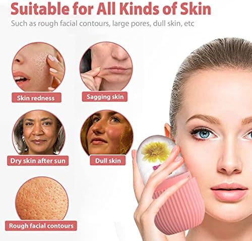 XHJRI Ice Cube Roller Massager for Face, Eyes and Neck Naturally Conditioning and Skin Care,De-Puff Eye Bags,Reduce Migraine Pain,Reusable Massage Silicone Ice Mold (Pink)