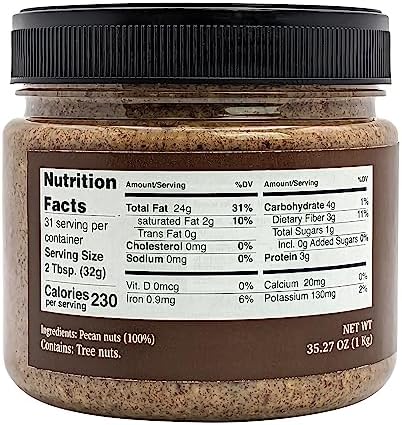 Nutural World - Crunchy Pecan Nut Butter 35 Oz (1kg) Great Taste Award winner - Pure 100% single ingredient