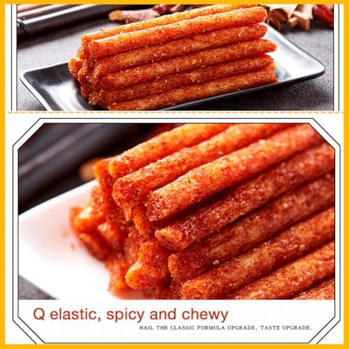 Mkostlich Latiao Spicy Strips, 2 Packs Latio Hot and Spicy, Chinese Spicy Sticks, Spicy Sticks Chinese Snacks, 3.59oz/pack 辣条 (3.59oz*2Pcs, Spicy Sticks)