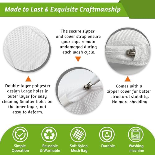 Eiito Hat Washer Cage Hats Cleaner, Hat Washer for baseball caps for Washing Machine or Dishwasher, Ball Cap Washer Frame for Flat & Curved Hats.2-Pack White