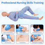 Patient Care Medical Manikin – 5.2ft Full-Body Medical Mannequin for Training Nursing Patient Care Manikin – Includes Hospital Gown, 3 Muscle Modules – Ideal for Nurse & EMT Training(Male)