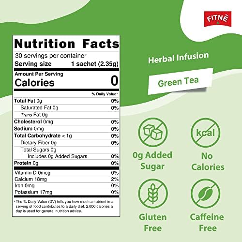 FITNE Green Tea Herbal Honey Lemon With Garcinia Senna Infusion Gentle Detox Cleanse High Antioxidant No Calories Stevia Sweetener, 30 Tea Bags