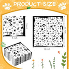CHENGU 100 Pieces Paw Print Napkins 2 Layers Paw Print Party Supplies Farm Animal Party Napkins for Animal Themed Birthday Western Part, 5 x 5 Inch(Black)
