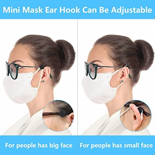 6 Pairs Adjustable Eyeglass Hooks for Mask Holders to Protect Ears, Comfort Silicone Ear Saver for Masks Glasses, Relieve Pressure & Mask Ear Pain Strap Extenders, Black