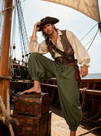 Men's Medieval Pirate Pants Linen Renaissance Viking Costume Trousers Baggy Harem Linen Pants for Cosplay