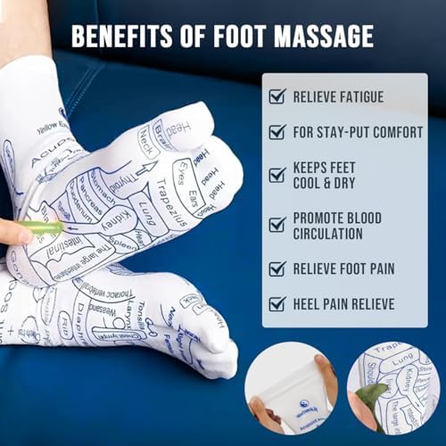 Reflexology Socks with Tools, Acupuncture Massage Socks Pain Relief Remedy for Foot Acupressure Socks with Gloves for Men's Size