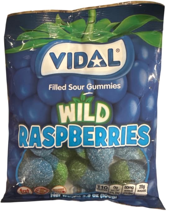 Vidal Filled Sour Gummies Wild Raspberries 3.5 oz. Bag