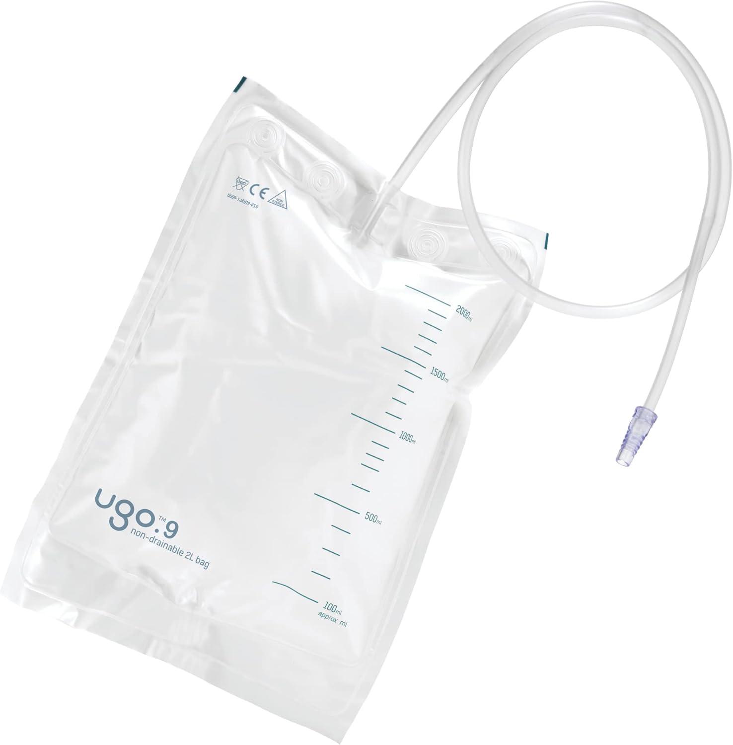 Ugo 2L Night Bags (x10) – Urine Drainage Bags/Catheter Night Bags, T Tap or Lever Tap with Kink Free Connection (Pack of 10) (Ugo 9 - Single Use Non Drainable, Non-Sterile)