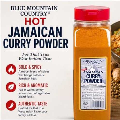 Blue Mountain Country Hot Jamaican Curry Powder, 22 Ounce - Authentic West Indian Curry Spice Blend – Caribbean Seasoning for Chicken, Meat, Seafood, Vegetables, Soups & Stews