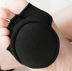 Open Five-Toes Socks Forefoot Pads, Women Anti-Slip Breathable Sweat-Absorbent Peep Toe Half Socks Cushions, Relief Forefoot Pain Toe Separating Correction Socks No Show Heelless Toe Socks (Black)