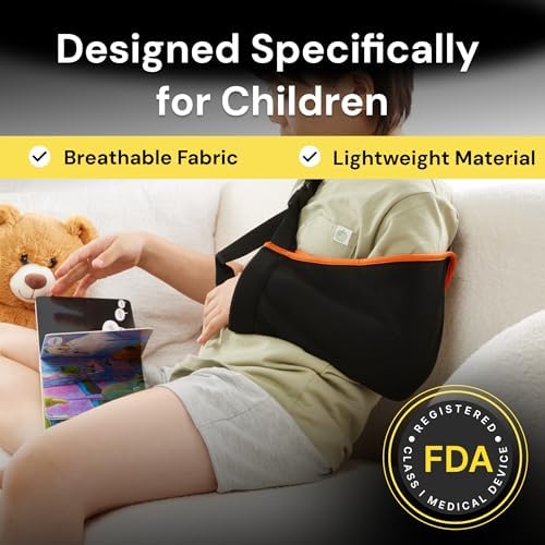 BraceUP Arm Sling for Kids - Comfortable Adjustable Support for Children, Arm Support, Easy On/Off Design (3.5-5 feet tall)