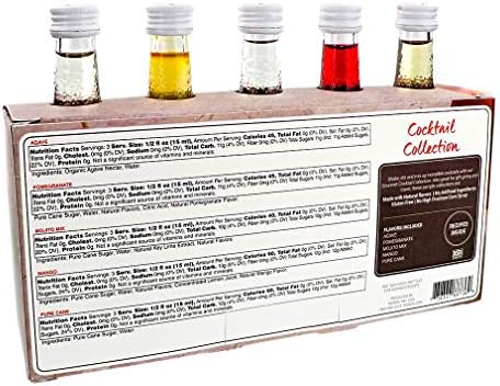 Monin - 5 Flavor Classic Cocktail Collection: Pomegranate, Mojito, Agave Nectar, Mango, and Pure Cane Syrups, Great for Classic Happy Hour Cocktails, Non-GMO, Gluten-Free (50 ml per bottle)