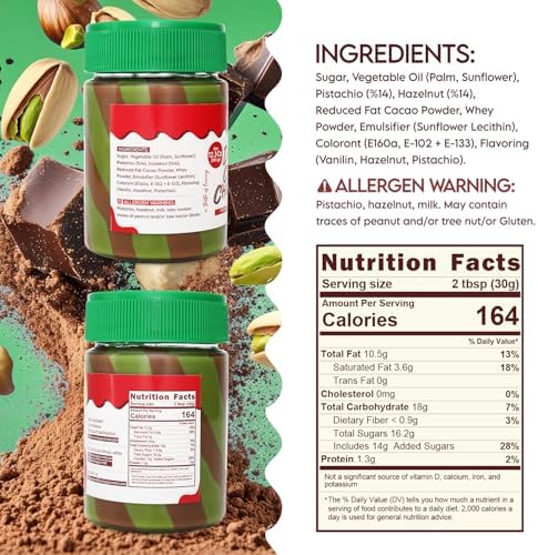 Pistachio Hazelnut Butter Spread for Dubai Chocolate -12.3 oz– Sweet Pistachio and Hazelnet Cream for, Desserts & Baking & Breakfast
