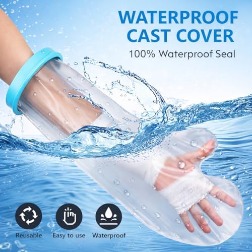 Waterproof Arm Cast Covers for Shower Adult, Upgraded Watertight Seal Waterproof Cast Protector for Broken Arm, Wrist, Hand, Reusable Sleeve for Bandage & Wound Care, Keep Cast Dry Post-Surgery [2026 Upgrade]