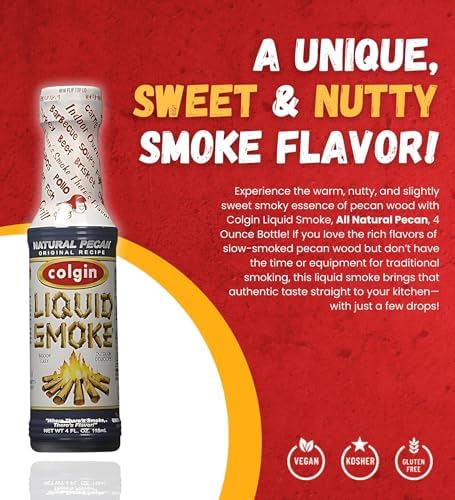 Colgin Authentic Pecan Liquid Smoke 4 oz Bundle with Measuring Spoon Set – Sweet, Nutty Smokehouse Flavor for Meats, Sauces & More – Colgin Liquid Smoke for Cooking – Gift Set (2 Items)