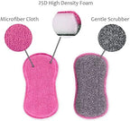 UPSTAR Dish Sponges Kitchen, Microfiber Cleaning Scrubber for Dishwashing, Sink, Basin and Multi-Pupose, Non-Scratch Pack of 6