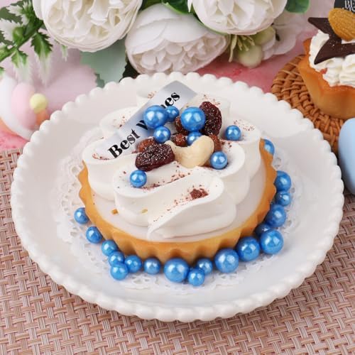 Blue Pearl Sprinkles for Cake Decorating, 6 Sizes Mix 4.6 oz Edible Pearl Sugar Sprinkles for Baking Cupcake Cookies