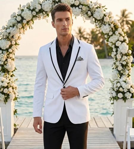 Cloudstyle Mens Casual Slim Fit Suit Jacket 1 Button Daily Blazer Business Sport Coat Tops