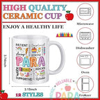 12 Pcs Paraprofessional Gifts Bulk, Paraprofessional Day Mugs 11oz Ceramic Cup for Para Supplies Teacher Assistant Grad Paraeducators, Teacher Aids, Classroom Staff Appreciation Gifts