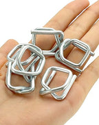 QWORK Metal Wire Buckle, 1/2" Width, 200 Pack, Silver, for Polypropylene Strapping Cord Strapping