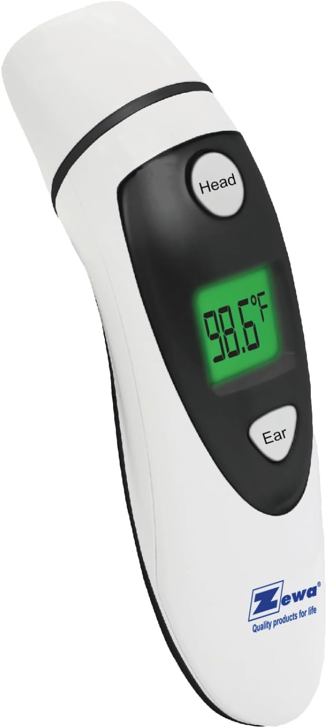 Zewa Infrared Thermometer | Professional Accuracy | Forehead & Ear Non-Touch Measurement | Bluetooth 4.0 | Android & iOS Compatible | Fever Alarm | Free MyHealthConnected App