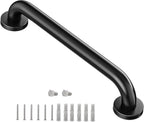 One Pack 12 Inch Matte Black Shower Grab Bar Stainless Steel Safety Hand Rail Support for Showers Bathroom Balance Bar Safety Hand Rail Handicap Bath Handle Senior Assist Bar Home Care Bath Handrail