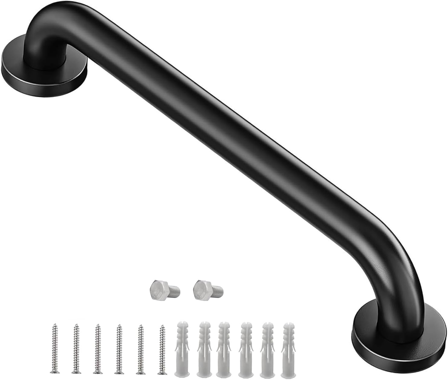 One Pack 12 Inch Matte Black Shower Grab Bar Stainless Steel Safety Hand Rail Support for Showers Bathroom Balance Bar Safety Hand Rail Handicap Bath Handle Senior Assist Bar Home Care Bath Handrail