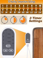 19.7x21.7in Heated Floor Mat - Foot Warmer Under Desk, 110V Electric Heating Pad with 3 Timers & 10 Adjustable Temperatures for Winter Home Office (Brown)