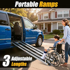 Wheelchair Ramp, Adjustable 4-7FT Portable Telescopic Ramps for Home Steps, Threshold, Stairs, Handicap, Doorways,600LBS Capacity with Storage Bag Aluminum Non-Skid(7FT)