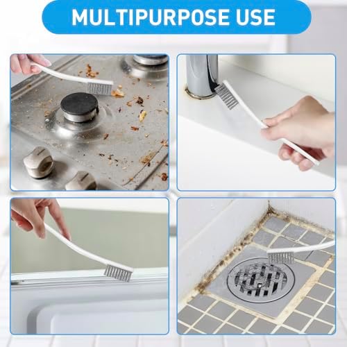 5 PCS Stainless Steel Wire Brushes, Heavy Duty Metal Bristle Cleaning Brush, for Cleaning Kitchen Gaps, Floor Drain, Hair Catch, Sink (White)