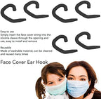 5 Pairs Mask Ear Protector, Soft Silicone Face Cover Ear Hook for Kids Adults, Reusable Ear Protector Hook, Reduces Ear Pain When Wearing Face Cover (Black)