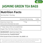 FreshDrinkUS, Premium 135 Jasmine Green Tea Bags, 100% Natural & Pure from Jasmine Green Herbal Tea. Made with Natural Material Tea Bags. No Sugar, No Caffeine, No Gluten, Vegan.