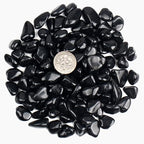 ZenQ 1 lb Black Obsidian Tumbled Stone Chips Crushed Natural Crystal Quartz Pieces