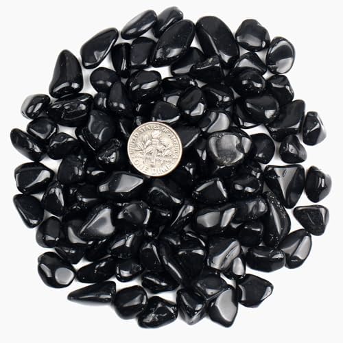 ZenQ 1 lb Black Obsidian Tumbled Stone Chips Crushed Natural Crystal Quartz Pieces