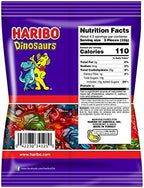 HARIBO Gummi Candy, Dinosaurs Gummy Candy, 5 Ounce Share Size Bags (Pack of 12) Delicious Soft & Chewy Sweet Snacks, Assorted Fruity Flavors