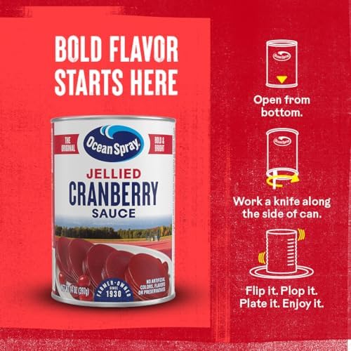 Ocean Spray Jellied Cranberry Sauce, Canned Side Dish, 14 Oz Can (Pack of 24)