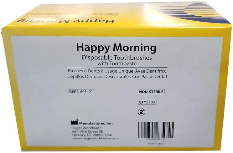 Hager HA-605401 Happy Morning Toothbrush with Paste, Shape, (Pack of 100)
