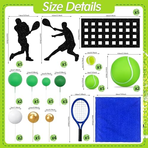 23 PCS Tennis Cake Toppers Sports Ball Cake Decorations for Baby Shower Birthday Party Decorations Supplies