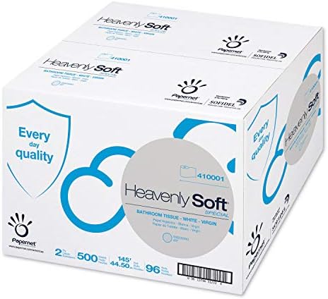 Papernet Heavenly Soft Toilet Tissue, Septic Safe, 2-Ply, White. 4.1-Inch x 146 ft, 500 Sheets/Roll, 96 RL/CT (410001)