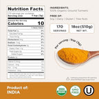 HQOExpress Organic Ground Turmeric Powder – USDA Organic, Non‑GMO, Kosher, Lab Tested –Chef Jar (18 oz) – Sustainably Grown, Traceable, Legacy Brand Since 1977