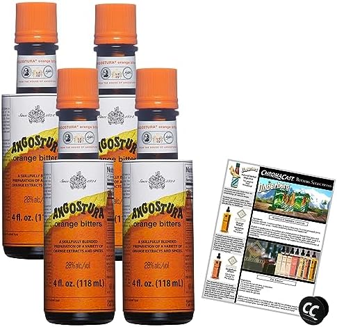 Angostura Orange Bitters 4oz Bottle with Phone Grip and Bitters Selections Recipe, 4-PACK