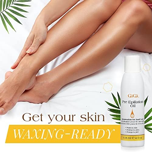 GiGi Pre Wax Epilation Oil for Hair Removal - Soothing Soybean & Grape Seed Oils, Pre-Waxing Skin Prep, 4 fl oz