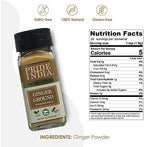 Pride of India – Ginger Fine Ground – Gourmet Spice – Blends Well – Good for Cooking/Baking/Tea & More – No Additives – Fresh Root Powder – Easy to Use – 2.2 oz. Small Dual Sifter Bottle