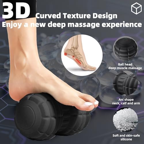 Vibrating Peanut Massage Ball for Plantar Fasciitis, 4-Speed Portable Massage Roller for Foot, Neck, Back, and Body - Deep Tissue Myofascial Release Mobility Ball Muscle Relaxer (Black)