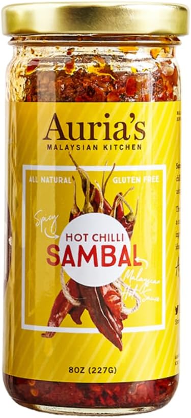 Auria’s Malaysian Kitchen Sambal 8oz - Authentic Southeast Asian Chili Paste, Small Batch, Handmade in NYC (Hot Chili Sambal)
