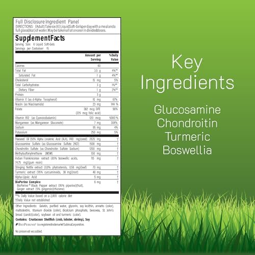 Irwin Naturals 3-in-1 Joint Formula with Glucosamine, Chondroitin, Turmeric & Boswellia - Advanced Joint Support Supplement for Men and Women - 90 Liquid Soft-Gels